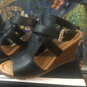 Black, wedge, sandals.